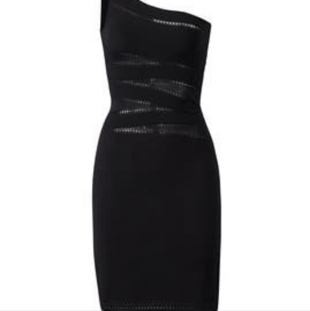Genny Black One Shoulder Sheath Size 44